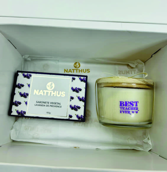 Sabonete barra natural provance + vela perfumada best teacher lavanda