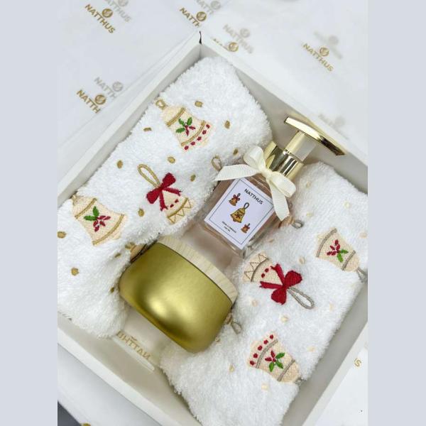 CAIXA SINOS NATALINOS COM VELA (2 TOALHAS)